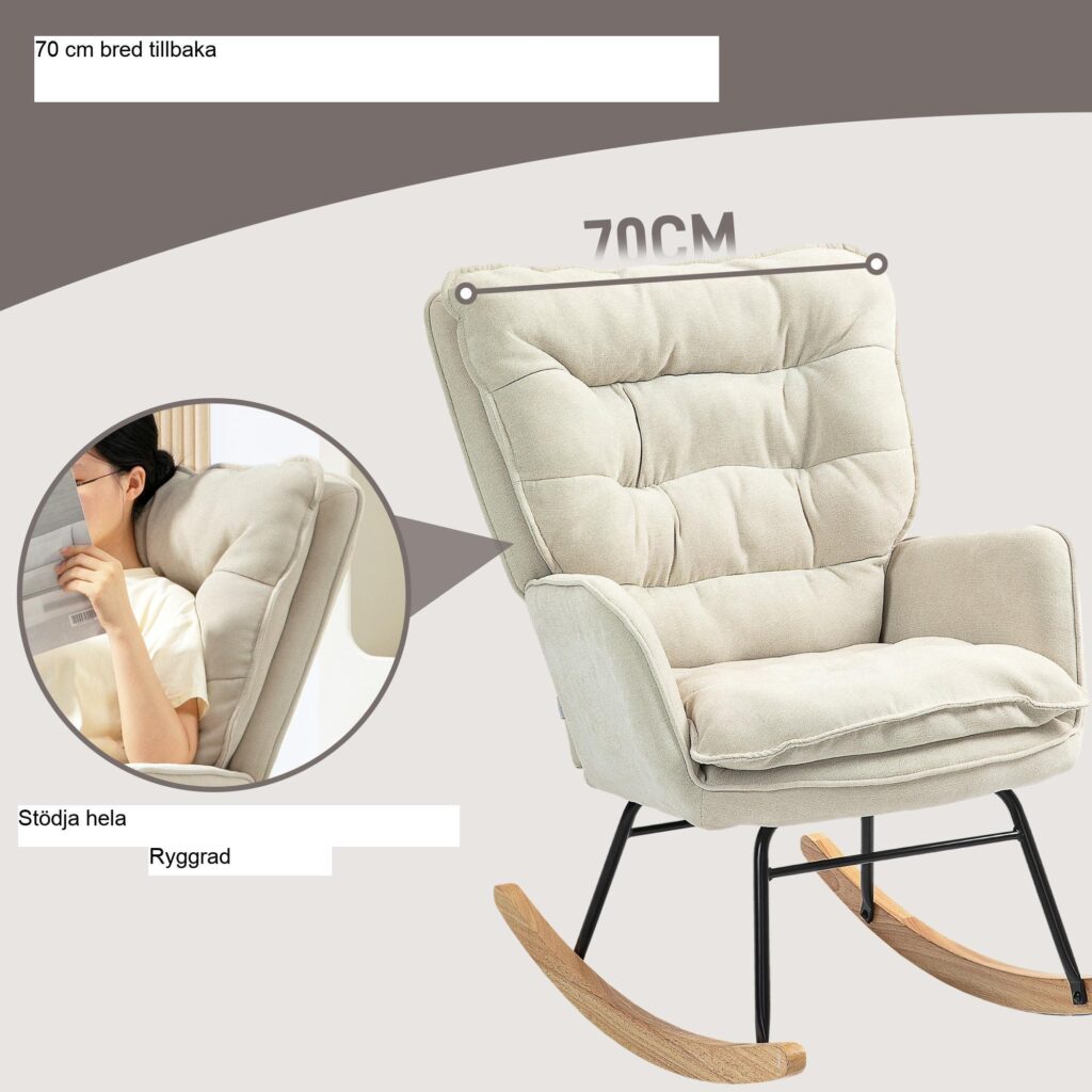 Gungstol Swing Chair Fåtölj, Amningsstol med Chenille Look - Lyxig komfort och robust konstruktion upp till 120 kg lastkapacitet