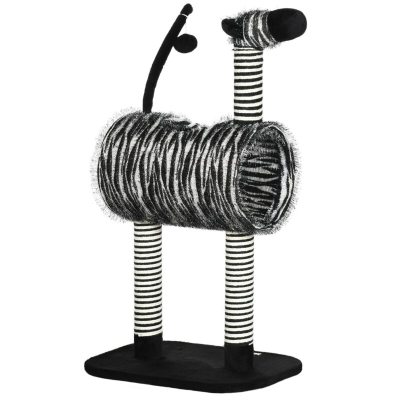 Zebra Design Klösträd med Klösträd och Tunnel | Robust konstruktion i konstruerat trä för katter under 5 kg