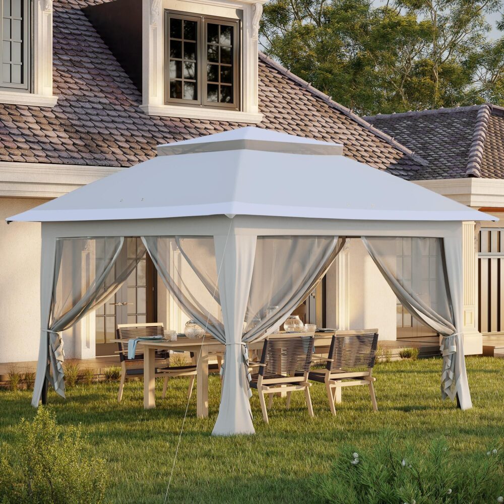 hopfällbart lusthus pop-up-tält inkl. rullväska – UV 50+ skydd och nätväggar