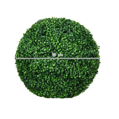 Set med 2 realistiska 50 cm konstgjorda buxbomsbollar – Lågt underhåll, hållbar plast