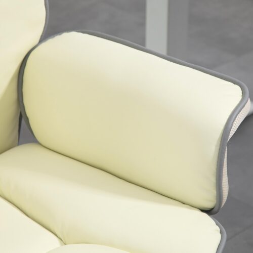 Ergonomisk kontorsstol med justerbart ryggstöd och höjdjustering | Krämfärg, lutningsfunktion och släta rullande hjul