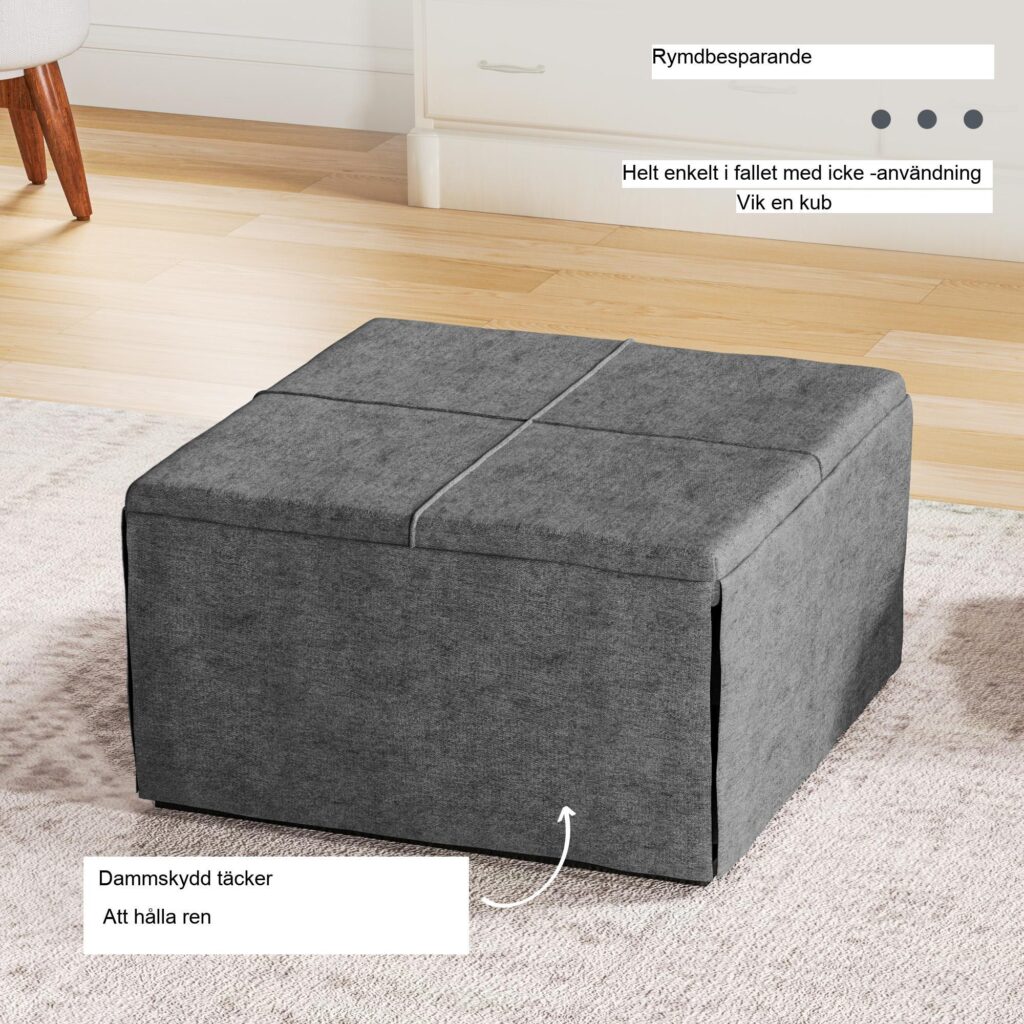 Hopfällbar säng med mjuk madrass - 190x60cm gästsäng, enkel montering, inget förvaringskrångel | Grå