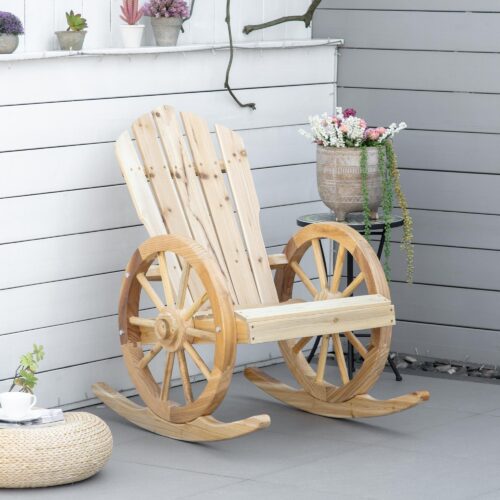 Rustik Garden Swing Chair | Fast träkonstruktion, väderbeständig och stabil för alla säsonger – mysiga uteservering med bekväma armstöd och rymligt ryggstöd