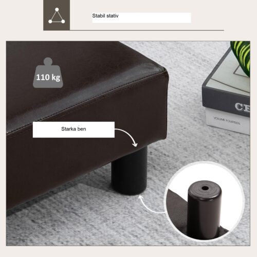 Extra Comfort Fotpall Ottoman | Multifunktionell design | Konstläder av hög kvalitet | Upp till 110 kg lastkapacitet | Snygg heminredning