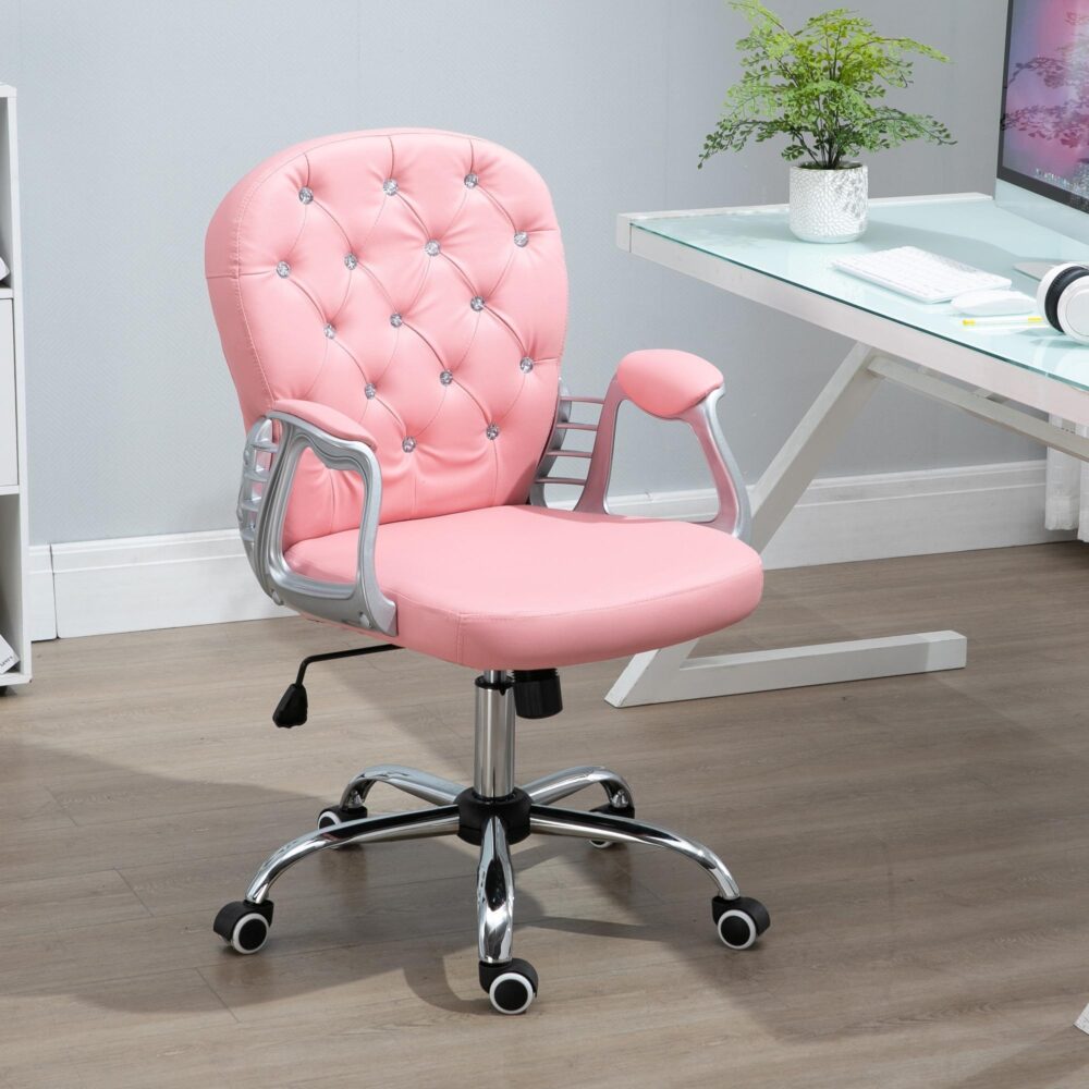 Ergonomisk chefsstol med diamantknappar – mjukt PU-läder, justerbar höjd