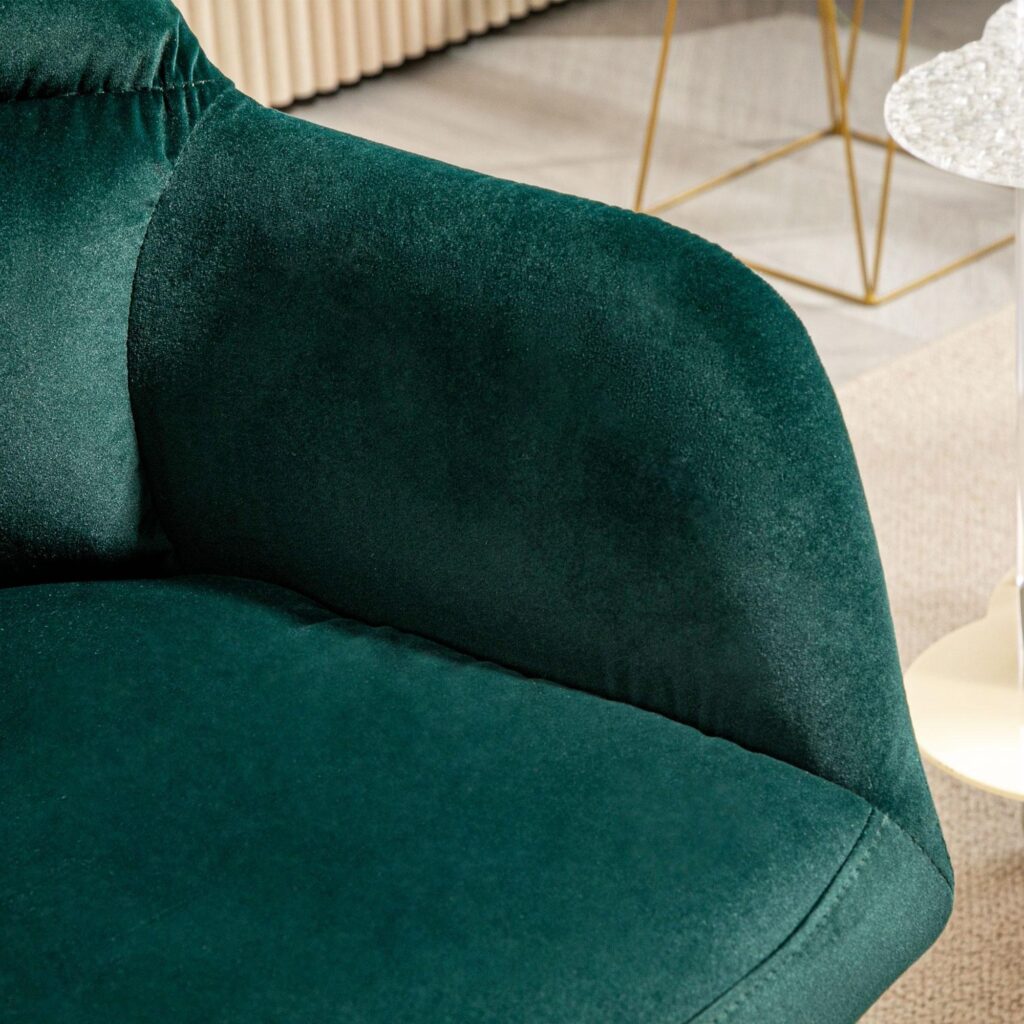 Elegant fåtölj fåtölj med klädsel i sammetslook och robusta stålben för maximal komfort - mörkgrön