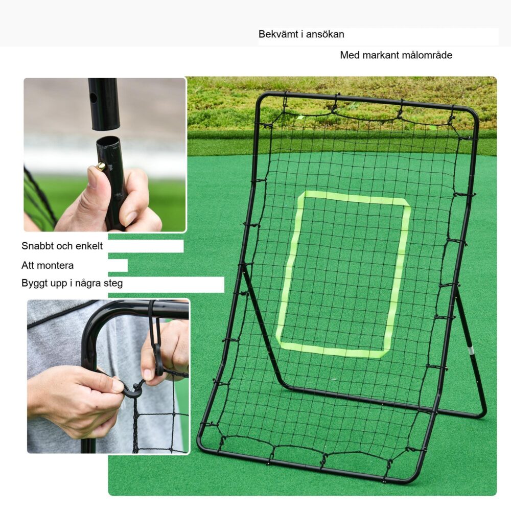 Slitstarkt Stål och PE Rebounder Goal 75x126cm – Boosta fotbollskunskaperna med bärbart, snabbt monteringshjälpmedel, inkluderar markpinnar för stabilitet
