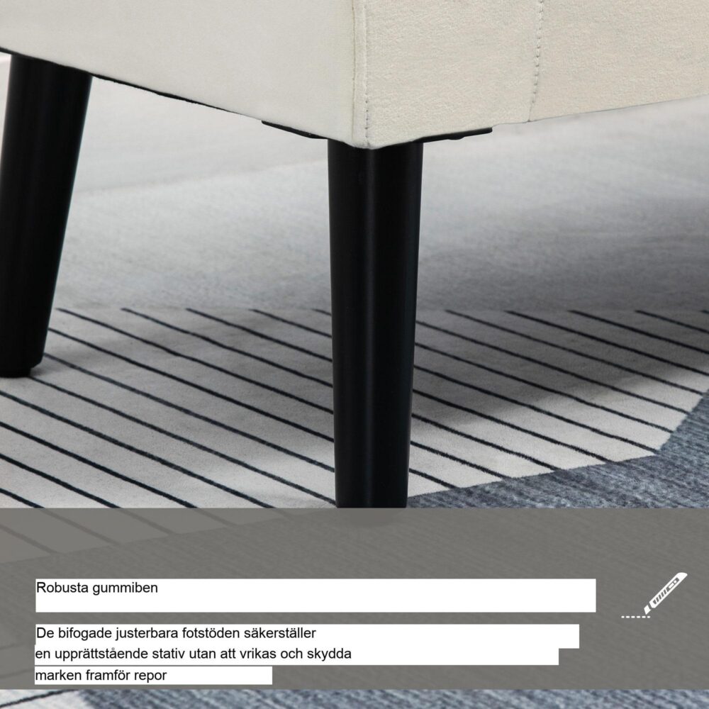 Bänk Klädd Bänk med Förvaring Säng Bänk med armstöd för Hall Sovrum Sammetslen Polyester 111.5 x 41 x 65 cm Gräddvit