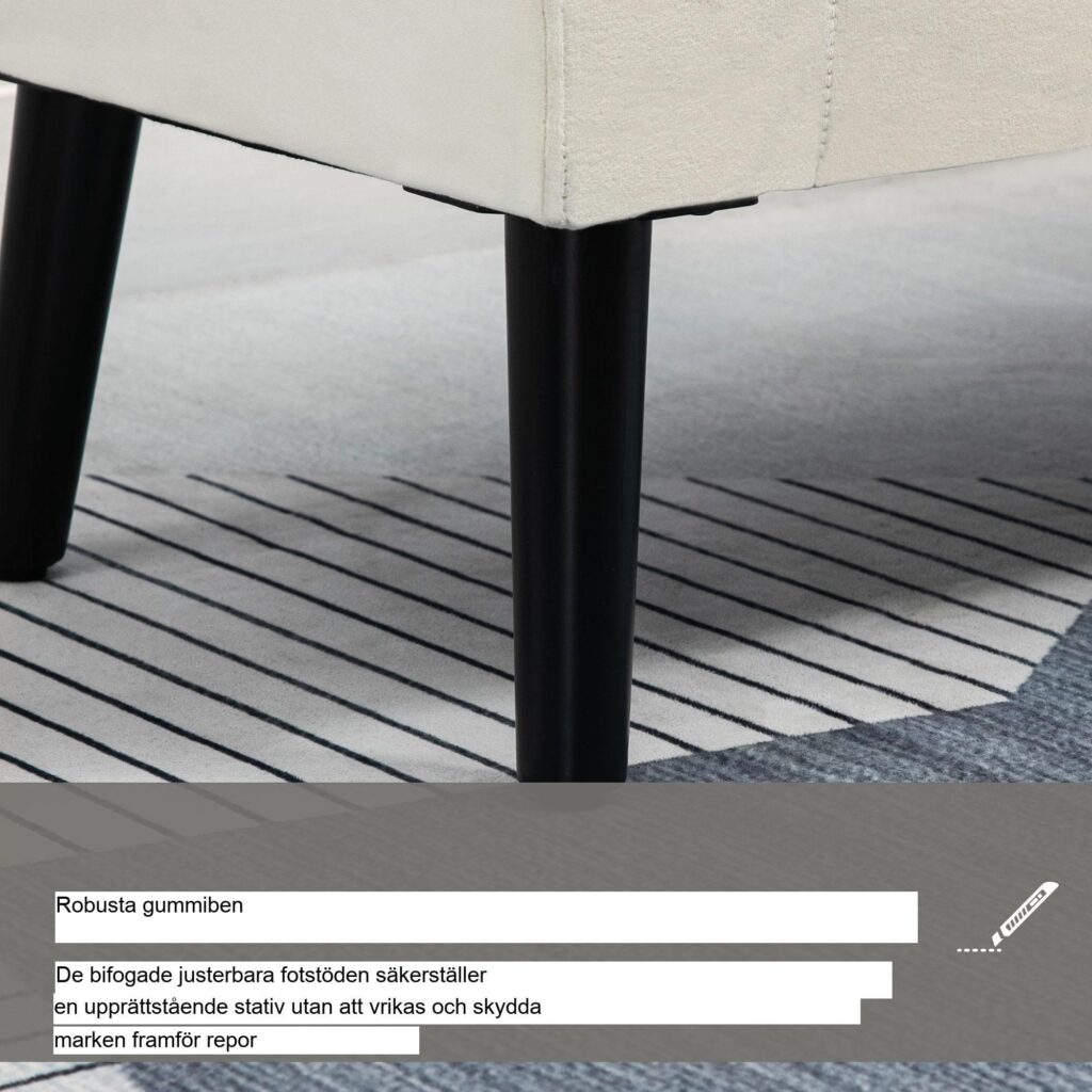 Bänk Klädd Bänk med Förvaring Säng Bänk med armstöd för Hall Sovrum Sammetslen Polyester 111.5 x 41 x 65 cm Gräddvit