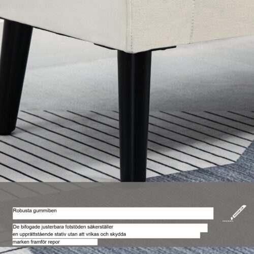 Bänk Klädd Bänk med Förvaring Säng Bänk med armstöd för Hall Sovrum Sammetslen Polyester 111.5 x 41 x 65 cm Gräddvit