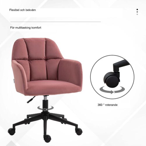 Modern Velvet Office -stol med justerbar höjd och ergonomisk ryggstöd för långvarig komfort – stöder upp till 120 kg