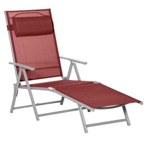 Solstol i aluminium – väderbeständigt och justerbart ryggstöd | Utrymmesbesparande design med bekväm kudde