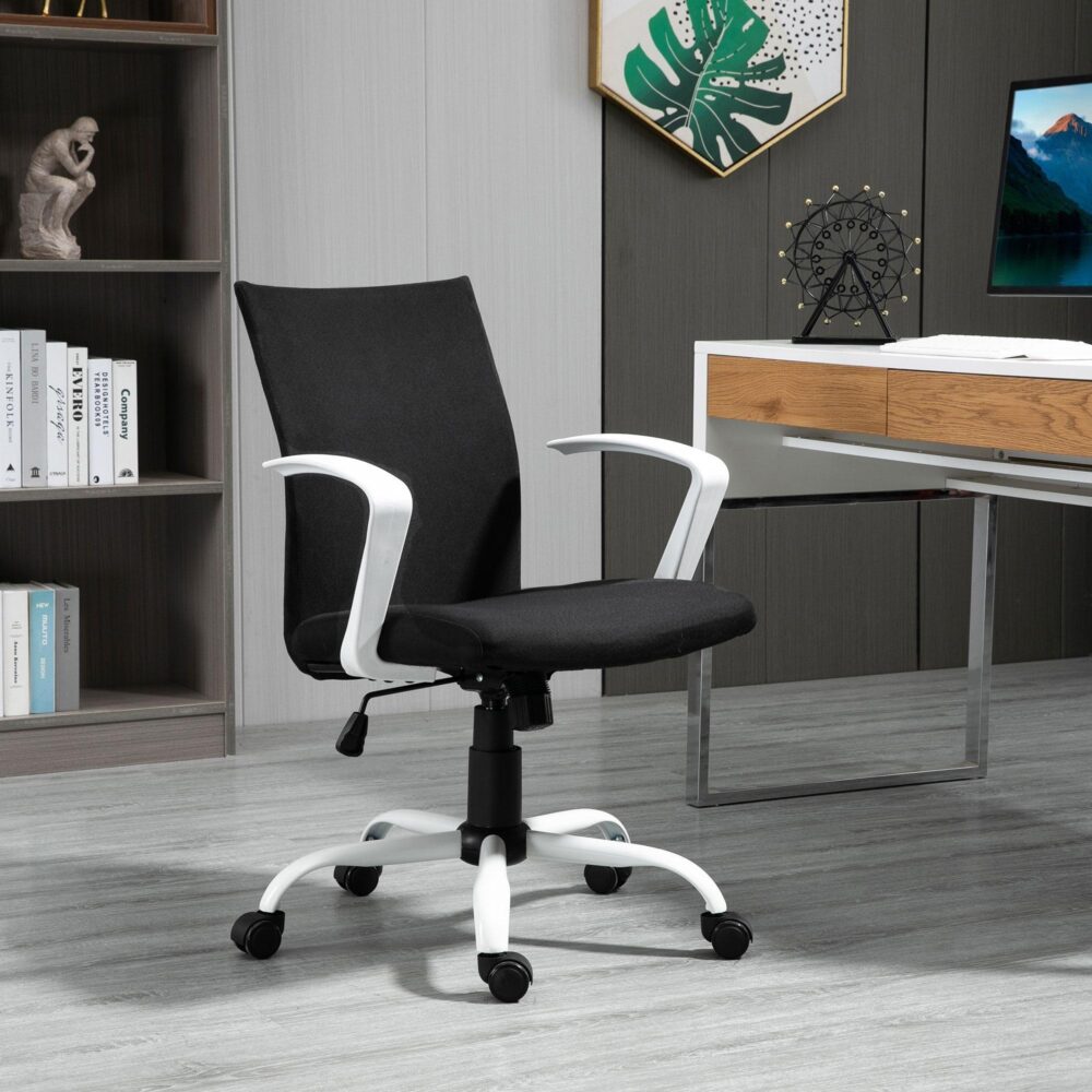 Ergonomisk kontorsstol med höjdjustering och andningsklädsel – Svart