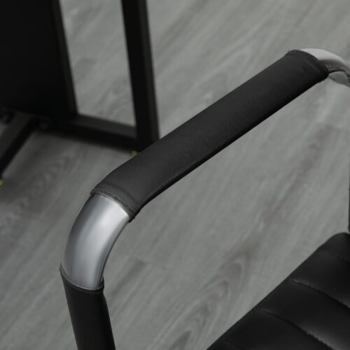 Ergonomisk kontorsstol för chefer med vippfunktion | Höj- och sänkbar och lyxig klädsel i konstläder | Svart