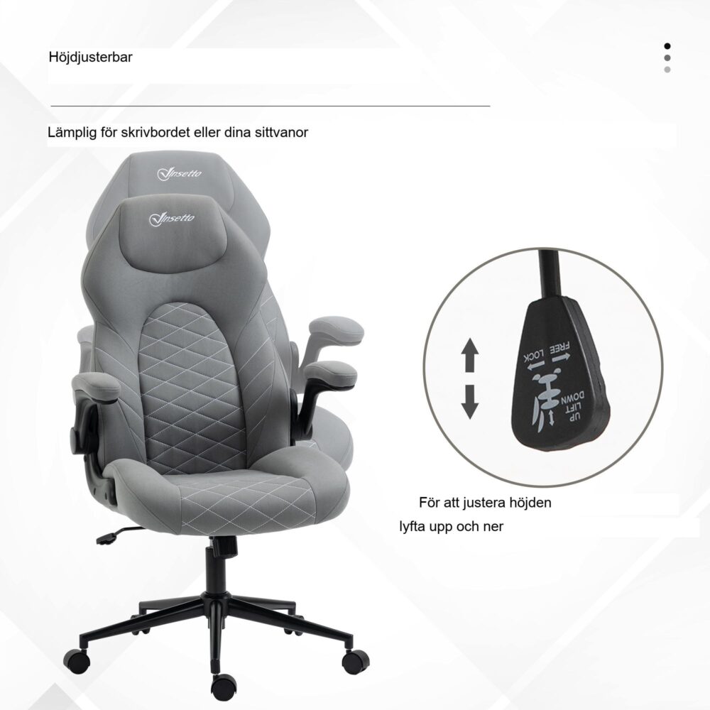 Ergonomisk kontorsstol med vippfunktion för maximal komfort – justerbara armstöd och mjuk dyna