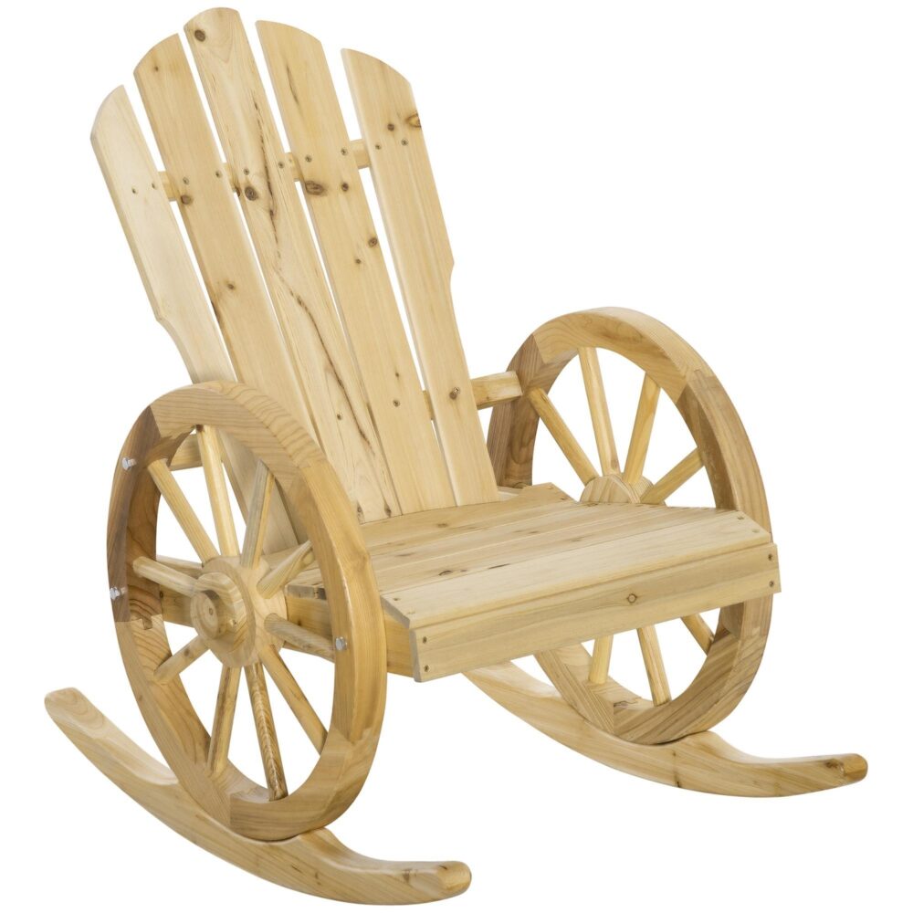 Rustik Garden Swing Chair | Fast träkonstruktion, väderbeständig och stabil för alla säsonger – mysiga uteservering med bekväma armstöd och rymligt ryggstöd