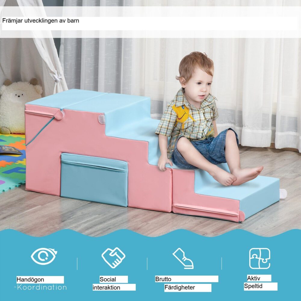 Omkonfigurerbart byggklossset Bord och stol | Mjukt skum främjar motoriken i 1-3 år