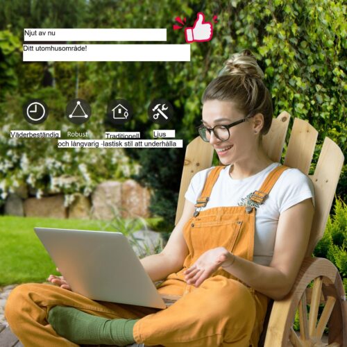 Rustik Garden Swing Chair | Fast träkonstruktion, väderbeständig och stabil för alla säsonger – mysiga uteservering med bekväma armstöd och rymligt ryggstöd