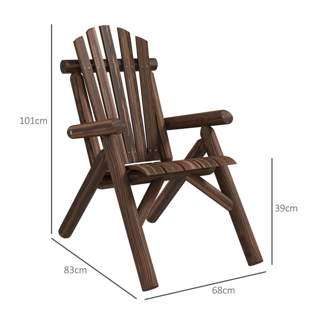 Ergonomisk Adirondack trädgårdsstol med hög rygg och armstöd – Slitstark grankonstruktion, enkel montering, perfekt för trädgård och uteplats