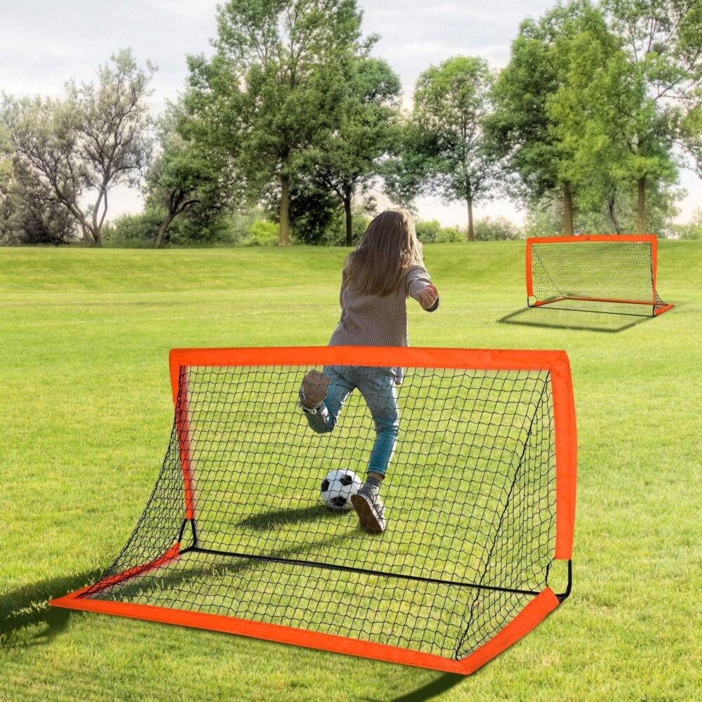 Vikbara Mini Fotbollsmål Set med 2 – Robust Metallkonstruktion, Bärbar Design Med Bärväska