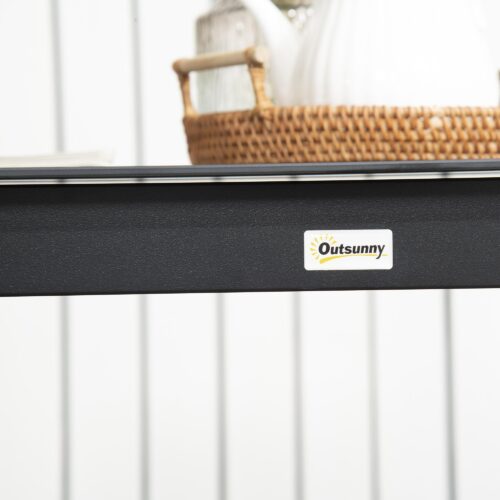 Fyrkantigt trädgårdsbord för 4 | Ram i härdat glas och aluminium – lätt att rengöra, rostsäker, minimalistisk design – 80x80x74cm