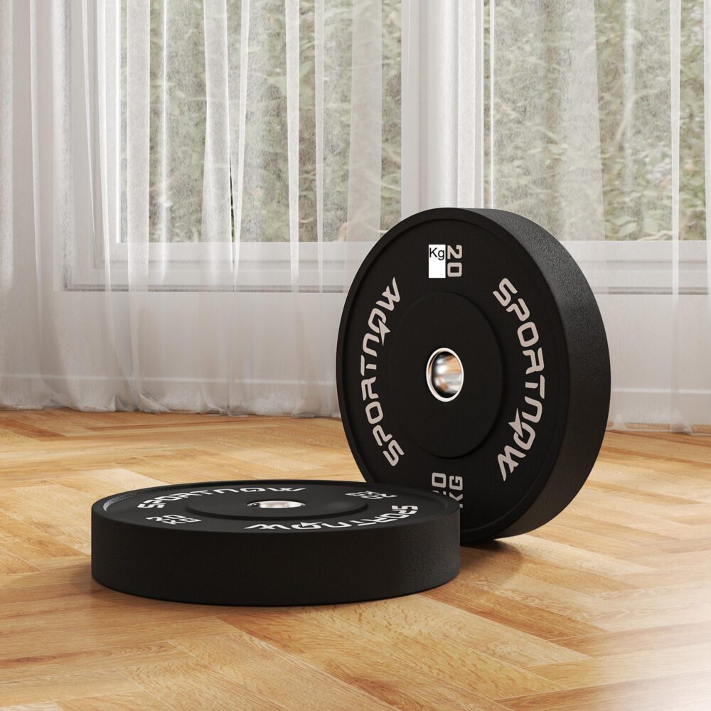 Set med 2 hantelvikter, 2 x 20 kg, solid gummikonstruktion för hållbarhet och brusreducering, kompatibilitet med olympisk standard