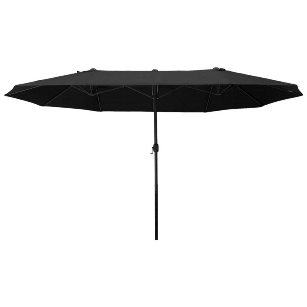 Dubbel parasoll trädgårdsskärm med handvev - Extra stort svart paraply, 460x270x240 cm, hög stabilitet och enkel installation