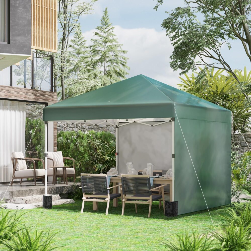 Hopfällbart lusthustält med UV-skydd 30+, enkel installation och vattenavvisande design – Stabilt vintersäkert popup-trädgårdsskydd med två sidoväggar, justerbar höjd och bärväska