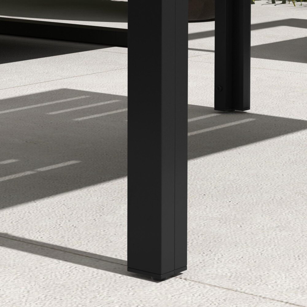 Sidobord väderbeständiga stål slitsad design enkel vård trädgård balkong soffbord med rymlig topp | 101,5x61x46 cm, svart