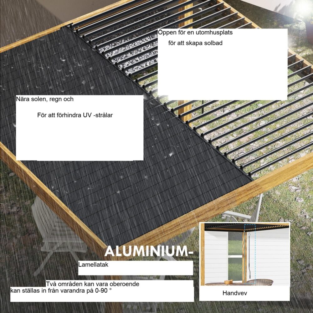 Justerbar takpergola 3x3m med UV-skydd – Slitstark aluminiumram