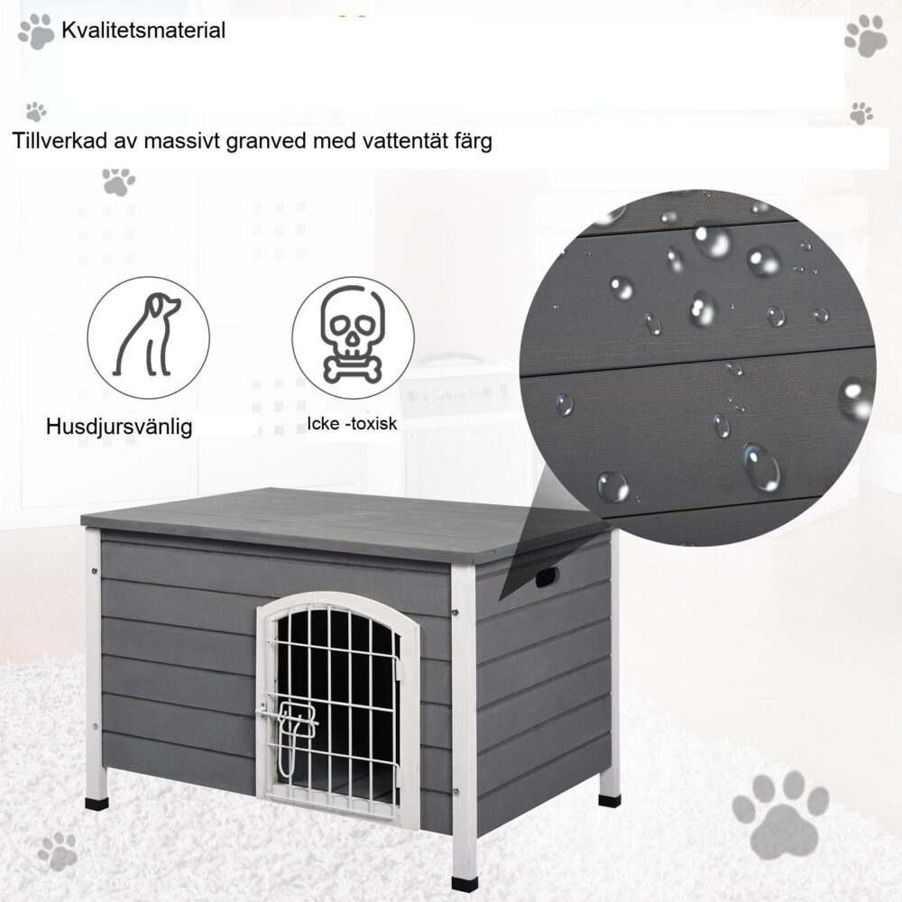Vattentät hundkoja med säker ingång – robust grankonstruktion, enkel rengöring