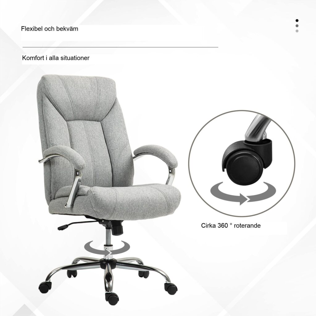 Ergonomisk kontorsstol med gungfunktion - justerbar höjd, snurrbar design och tyg som andas | 65x78x110-118cm