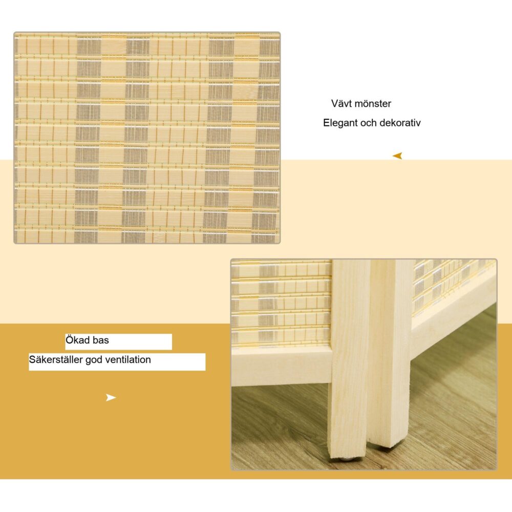 4-delad bambu sekretessskärm med handvävd design – vikbar för enkel förvaring