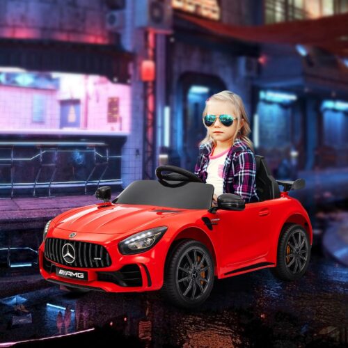 12V Mercedes-Benz AMG GTR Kids Elbil med Fjärrkontroll, Lampor och Musik – USB och MP3 stöd, mjukstart, backfunktion