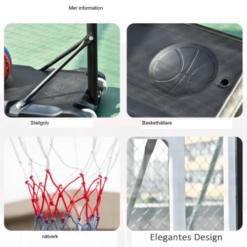 Justerbar höjd utomhusbasketkorg med hjul – Hållbar och bärbar design för barn (EN 1270-certifierad)