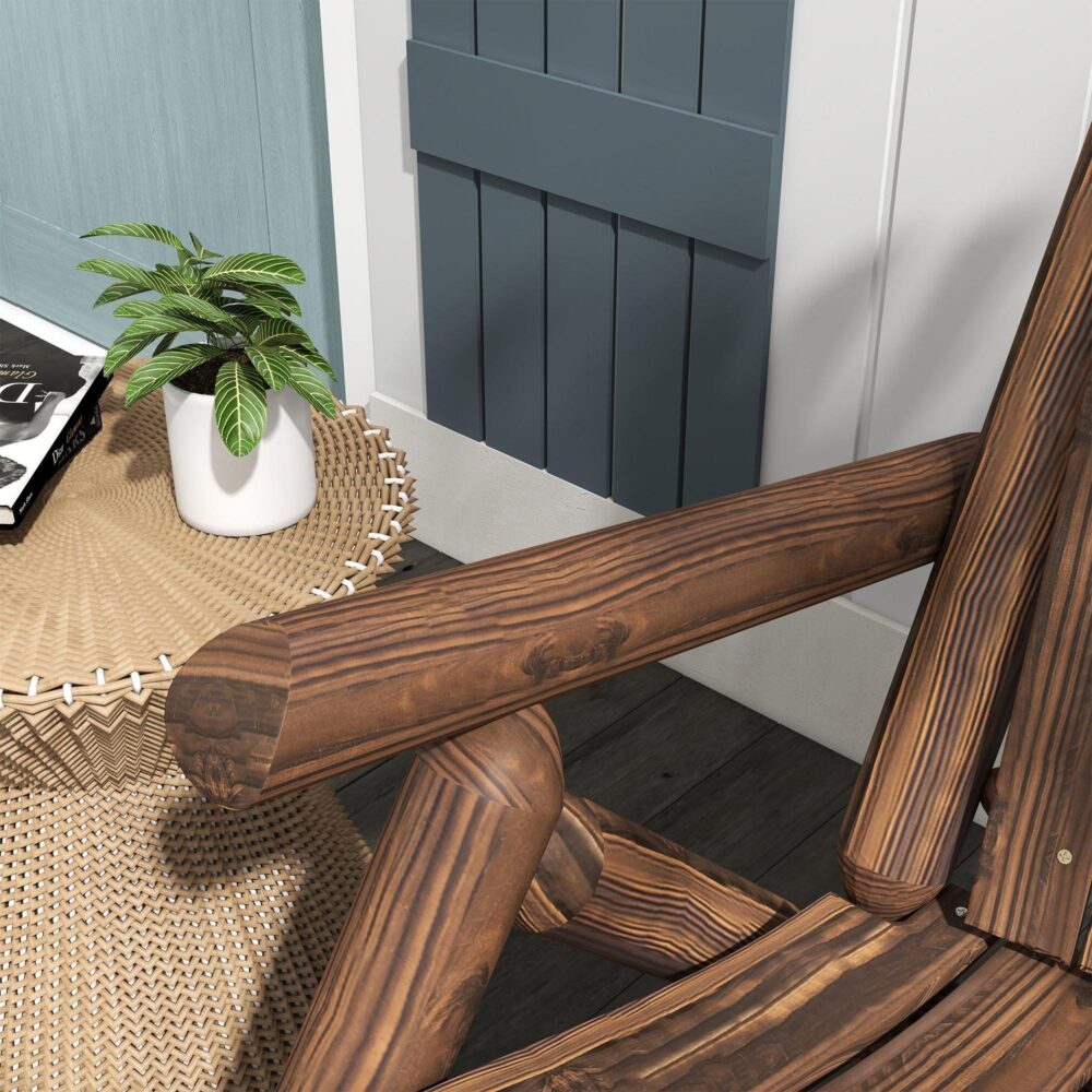 Ergonomisk Adirondack trädgårdsstol med hög rygg och armstöd – Slitstark grankonstruktion, enkel montering, perfekt för trädgård och uteplats