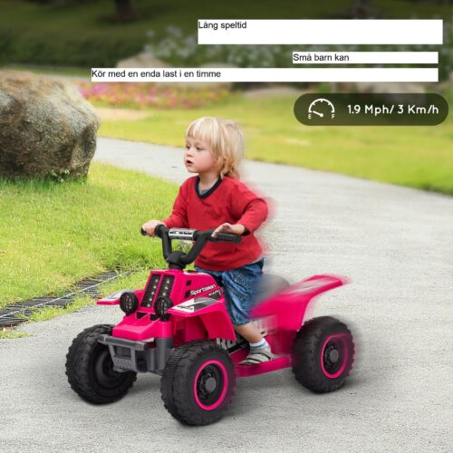 Elektrisk fyrhjuling för barn med framåt- och bakåtfunktion, LED-strålkastare och horn – säker 3 km/h-hastighet för småbarn 1,5-3 år