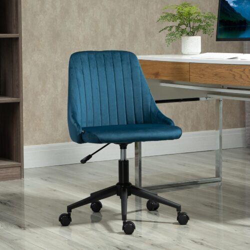 Ergonomisk kontorsstol med justerbar höjd – blå, mångsidig snurrbar design