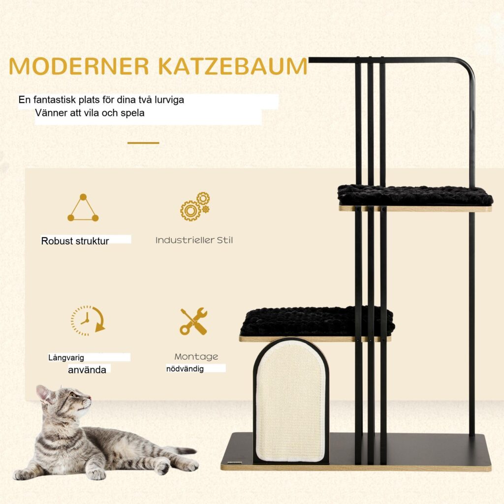 Högkvalitativt klösträd med klösbräda och mjuka kuddar - modern design för säkerhet och komfort
