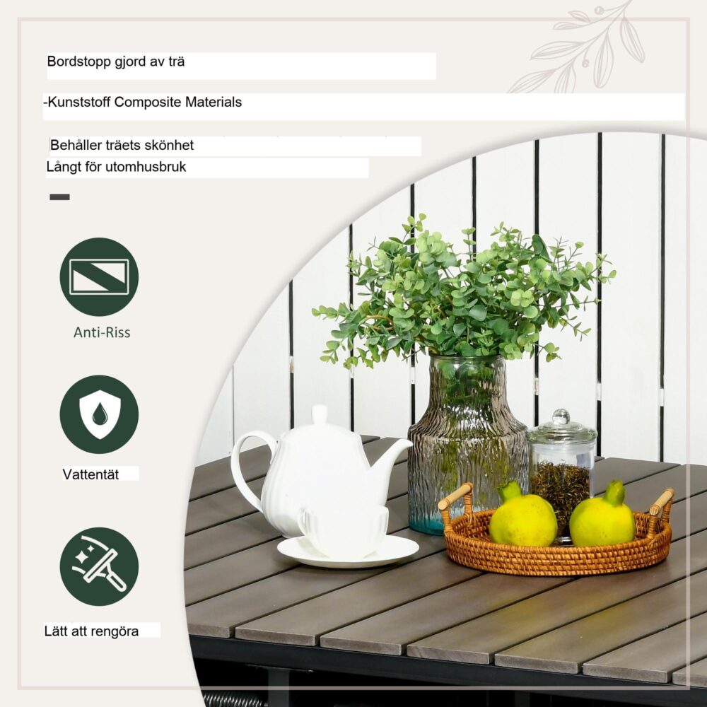 5-delat trädgårdsmöbelset i konstrotting med bekväma vadderade stolar och platsbesparande design