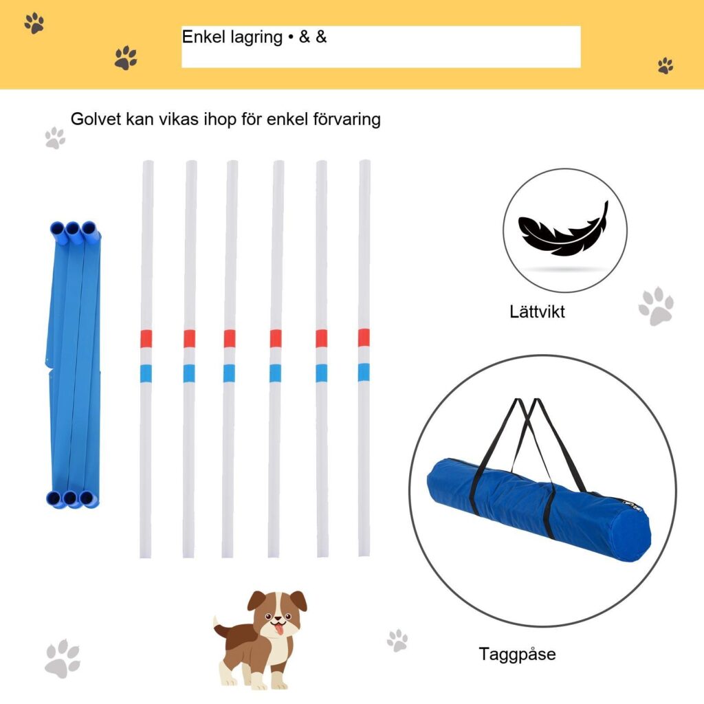 Agilityset för hundslalomstavar för bärbar och flexibel träning - främjar bandet mellan husdjur och ägare