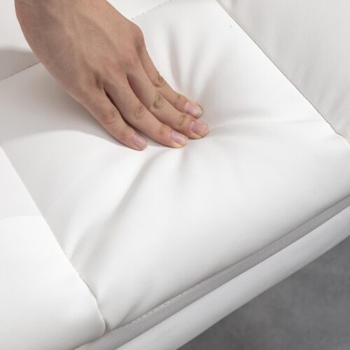 Ergonomisk kontorsstol med lutningsfunktion och svankstöd, justerbar höjd 48-56 cm, svängbara hjul, konstläder vit