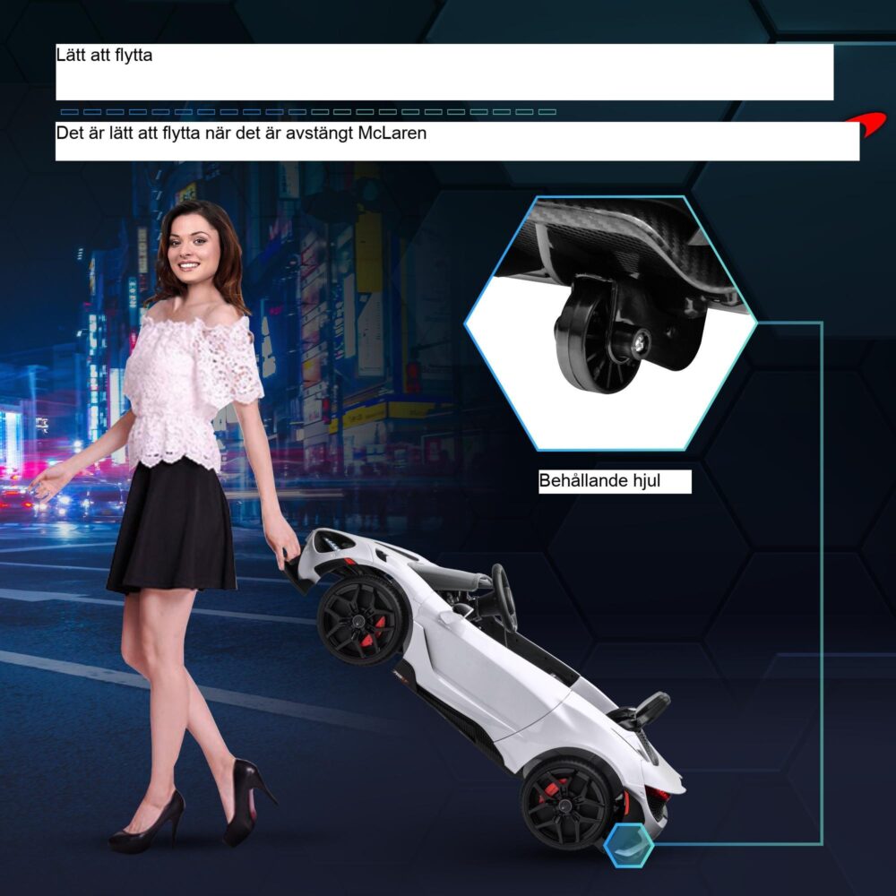 12V McLaren-licensierad elbil för barn med 2.4G fjärrkontroll, MP3-musik, måsvingedörrar – för barn 3-6 år