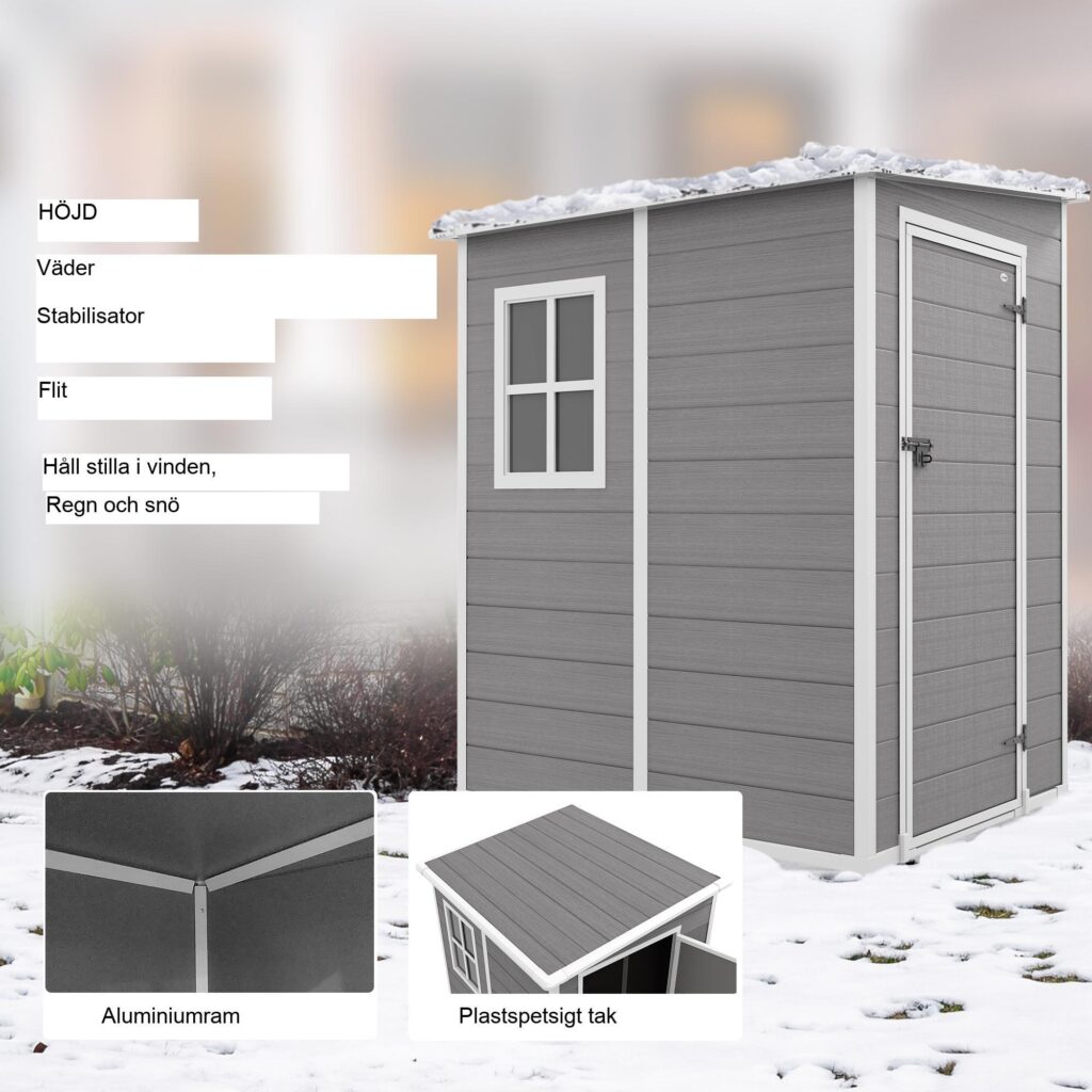 Trädgårdsskjul 1,54m³ - Rymligt förråd med låsbar dörr och ljust fönster | Hållbar aluminiumkonstruktion