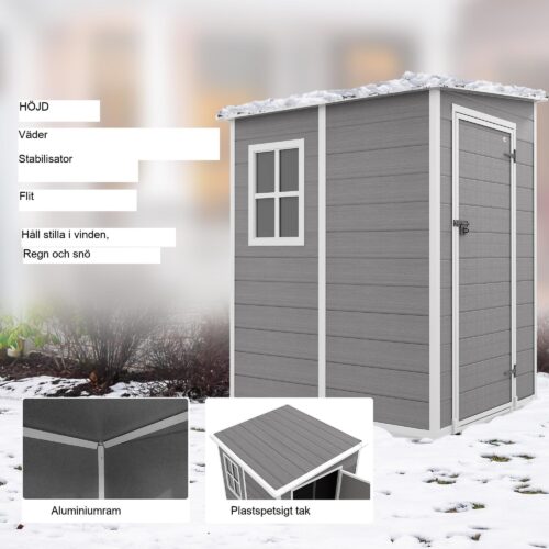 Trädgårdsskjul 1,54m³ – Rymligt förråd med låsbar dörr och ljust fönster | Hållbar aluminiumkonstruktion
