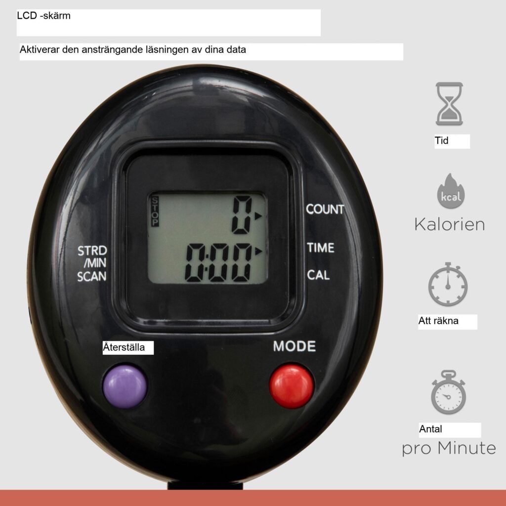 Ministudsmatta med LCD-skärm - Justerbart handtag och kompakt design för effektiv konditionsträning