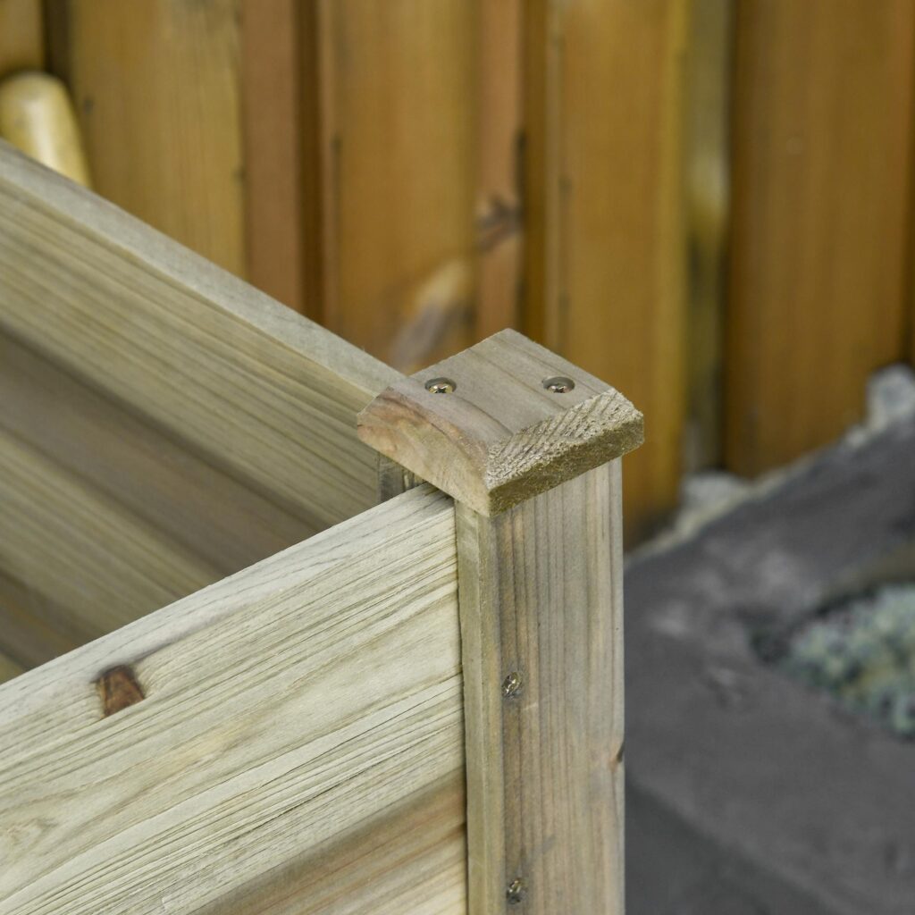 Upphöjd bädd med hylla - Ört- och grönsaksplanterare i två nivåer | Platsbesparande design med förvaringsställ | Väderbeständig trädgårdssäng i trä, 91L x 51W x 76H cm
