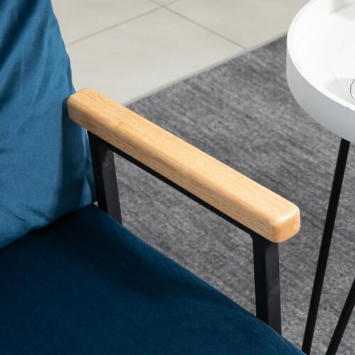 Bäddsoffa Fåtölj med Sängfunktion | Justerbar ryggstöd vilstol, sammetsklädsel, platsbesparande design för små utrymmen, stålramskonstruktion, blå 102x73x81cm