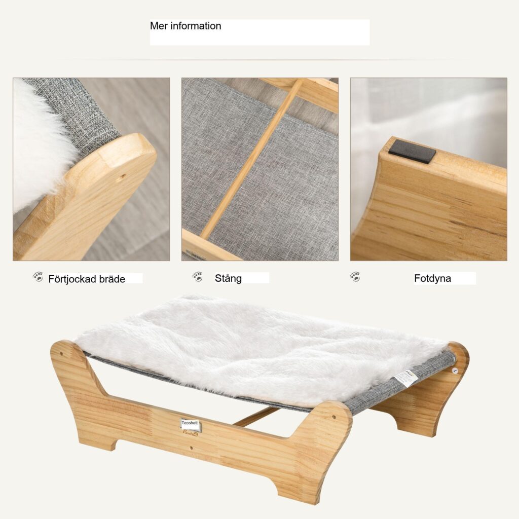 Hängmatta med kattsäng och ram - Komfort i alla väder med robust konstruktion i furu | Maskintvättbar kudde Design