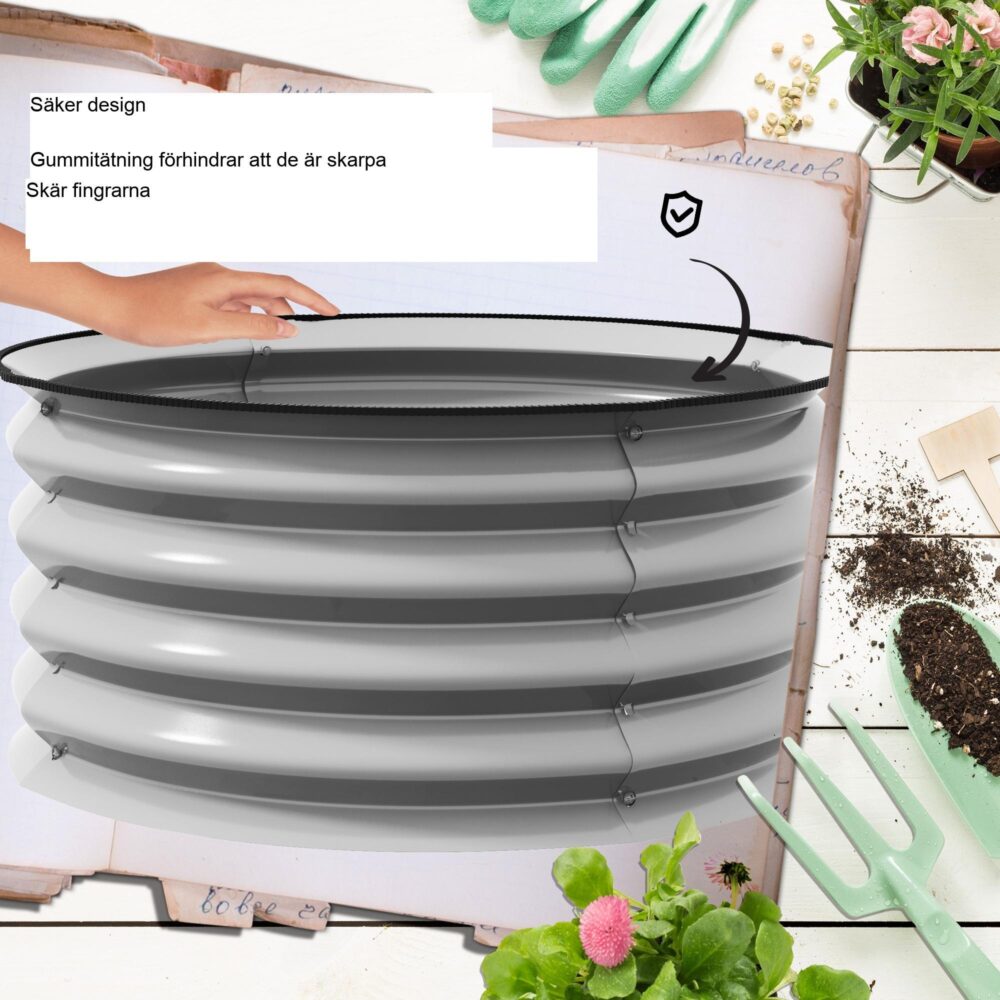 Metall upphöjd bäddsats med 2 blomlåda Örtbäddsplanteringslådor med öppen botten för korrekt dränering och rothälsa – Modulär design för anpassade arrangemang och enkel montering